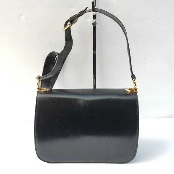 Vintage CÉLINE Paris Horse Carriage Caleche box calf shoulder crossbody bag - Picture 12 of 16